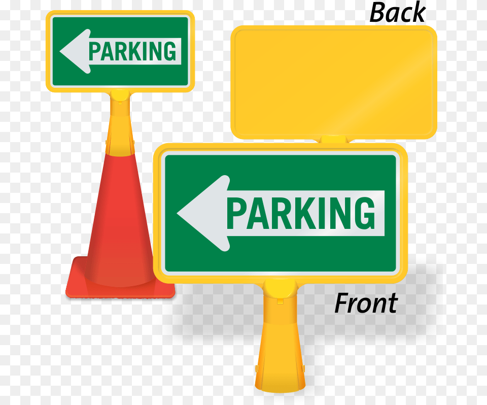 Parking Left Arrow Coneboss Sign Traffic Cone With Signage, Symbol, Road Sign Free Transparent Png