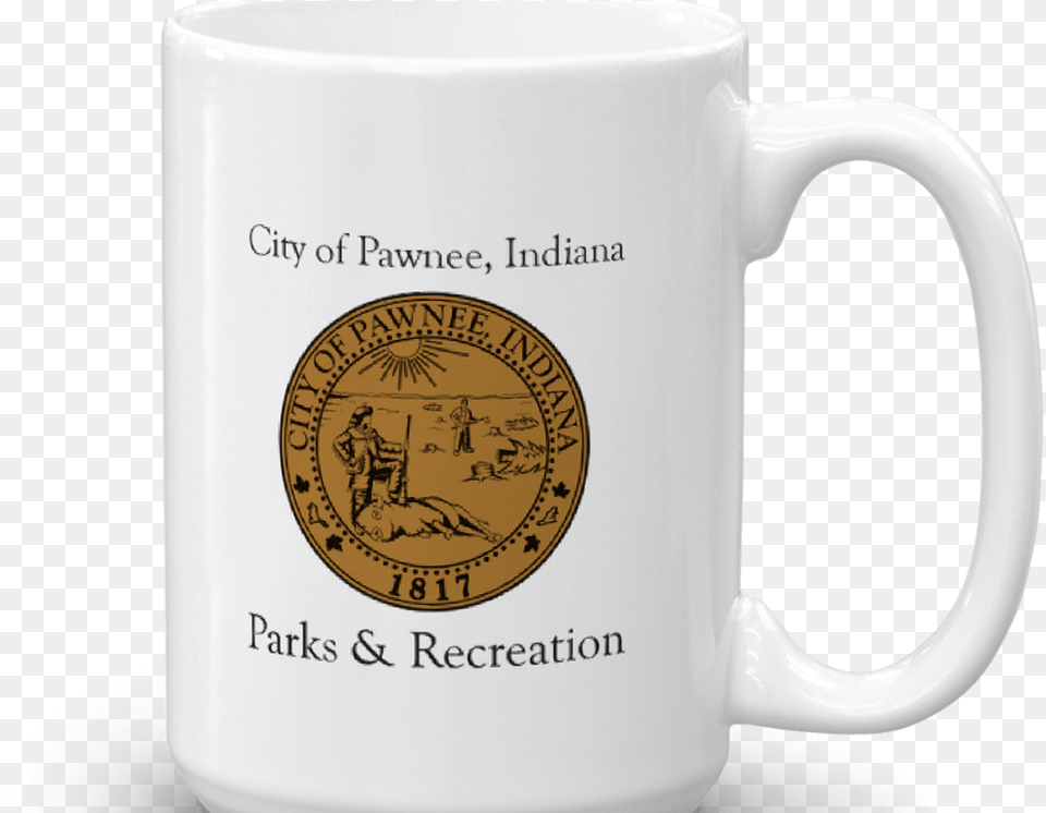 Parks And Recreation City Of Pawnee White Mug Parks And Rec Mug, Cup, Person, Beverage, Coffee Free Png Download