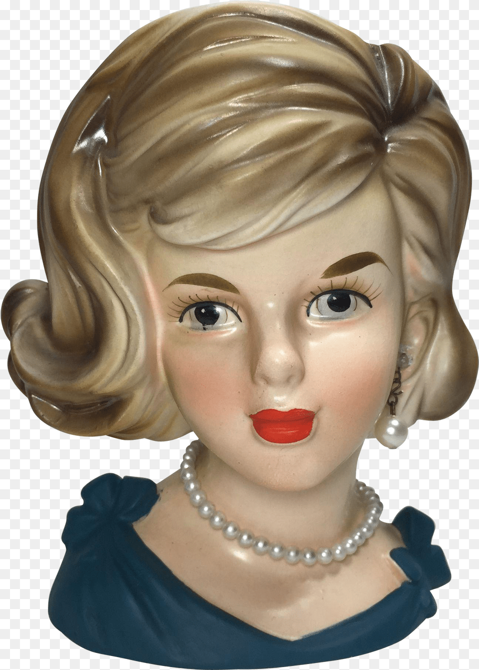 Parma Lady Head Vase W Bows On Shoulders Vase, Accessories, Person, Necklace, Jewelry Free Png
