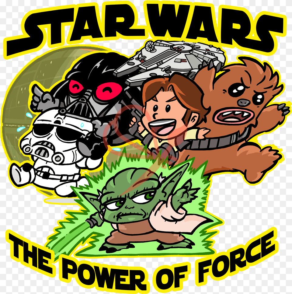 Parodia Kawai Star Wars The Power Of Force Han Solo Star Cartoon, Advertisement, Book, Comics, Poster Png