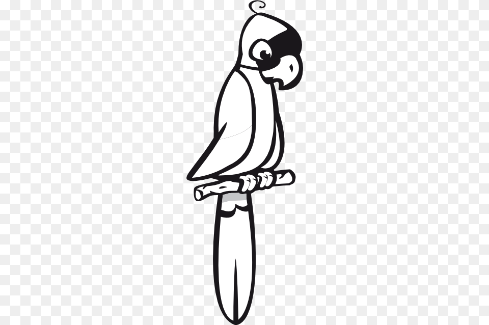 Parrot Clipart Black And White Look, Stencil, Animal, Bird, Jay Png