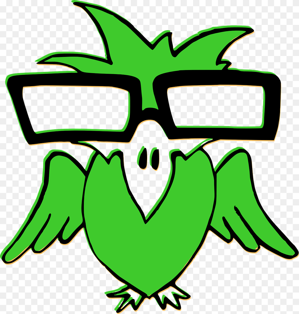Parrot In Glasses Clipart, Green, Emblem, Symbol, Person Free Png Download