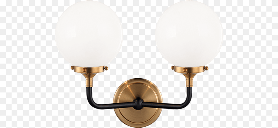 Particle Aged Gold Brass With Black Rod 2 Arm Sconce Sconce, Light Fixture, Lamp, Lighting, Light Free Png Download