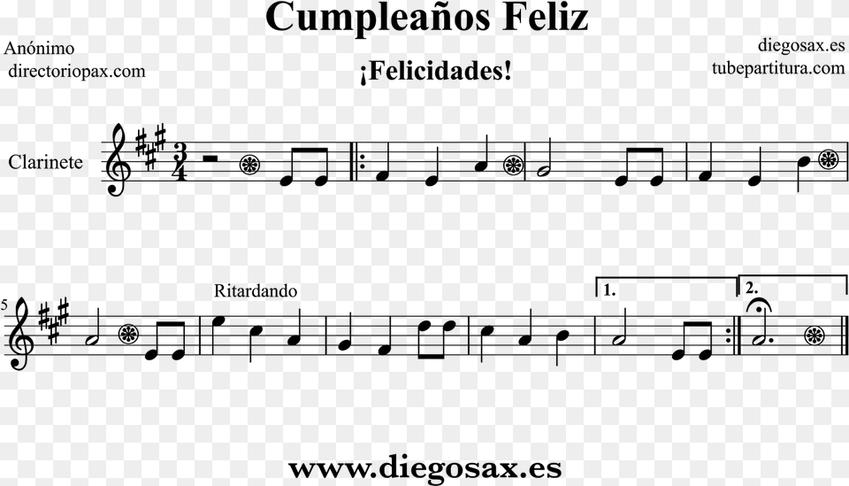 Partitura De Feliz Para Clarinete Happy Partitura Feliz Violin, Gray Png