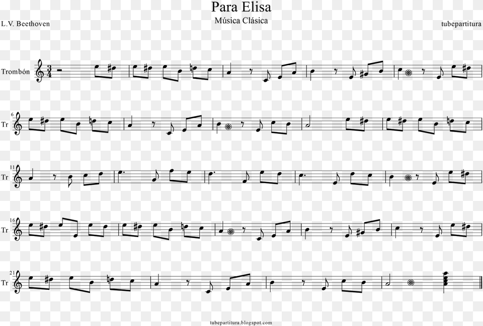 Partitura De Para Elisa En Violin, Gray Png Image