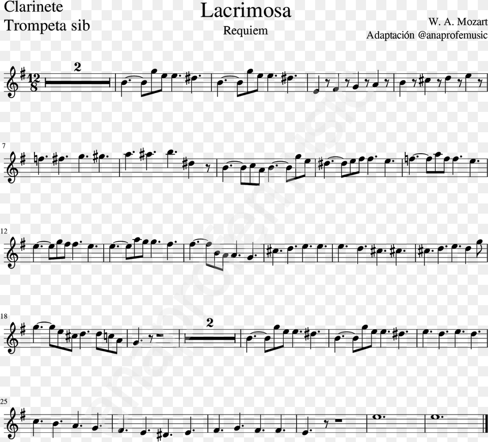 Partitura Lacrimosa Requiem Mozart Trompeta Clarinete Donkey Kong Island Swing Sheet Music, Logo, Text Free Png Download
