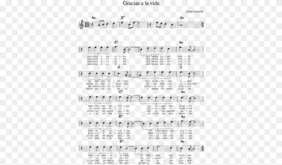 Partitura Voz Gracias A La Vida, Gray Free Png Download