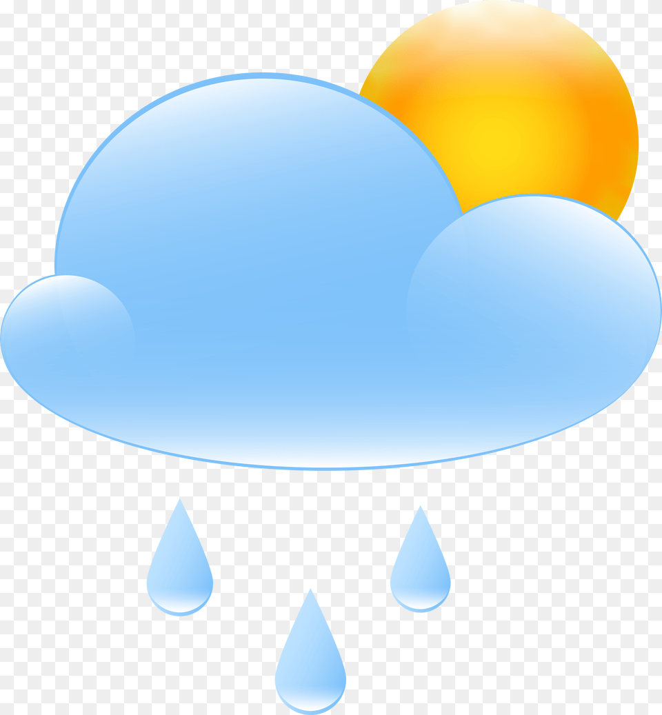 Partly Cloudy With Sun And Rain Weather Icon Clip, Balloon, Sphere, Astronomy, Moon Png Image