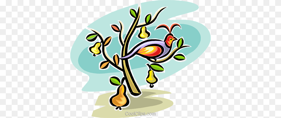 Partridge In A Pear Tree Royalty Vector Clip Art Illustration, Floral Design, Graphics, Pattern, Flower Free Transparent Png