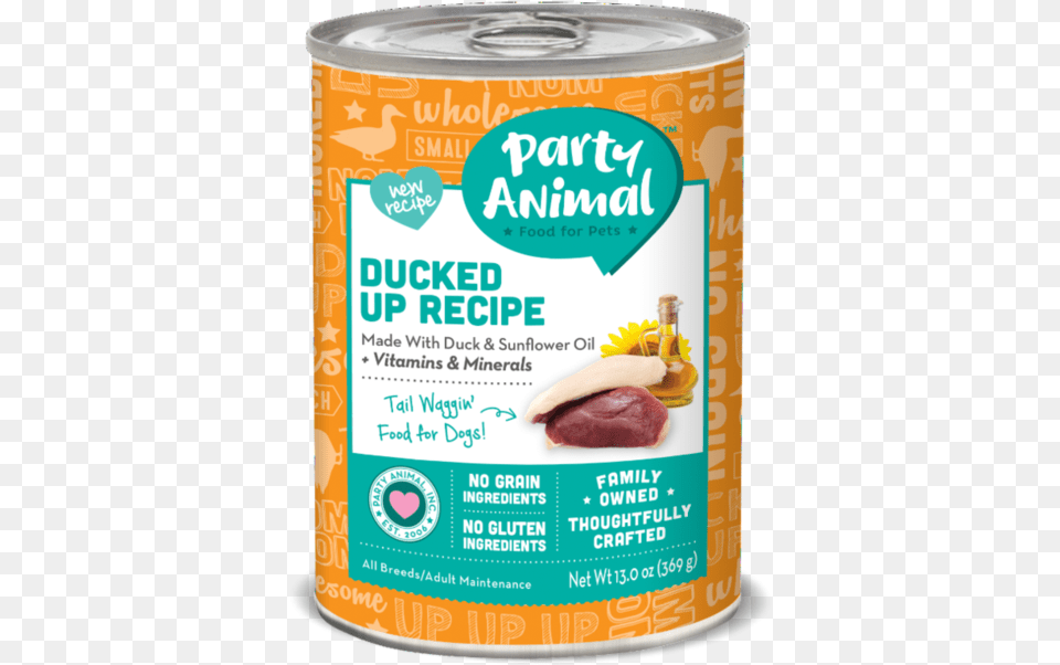 Party Animal Grain Ducked Up Recipe Canned Dog Party Animal, Tin, Can, Aluminium, Bottle Free Png Download