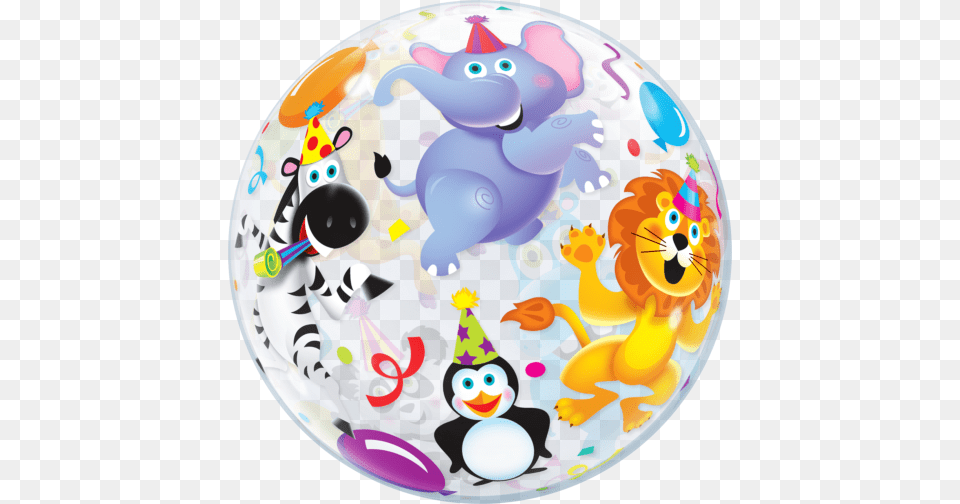 Party Animals Bubble Balloon 1pc Bubble Balloon Animals, Sphere, Birthday Cake, Cake, Cream Free Transparent Png