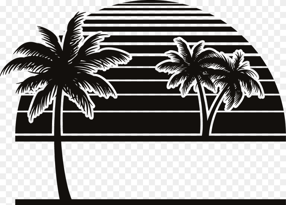 Party Beach Silhouette Labels Silhouette, Palm Tree, Plant, Tree, Animal Png Image