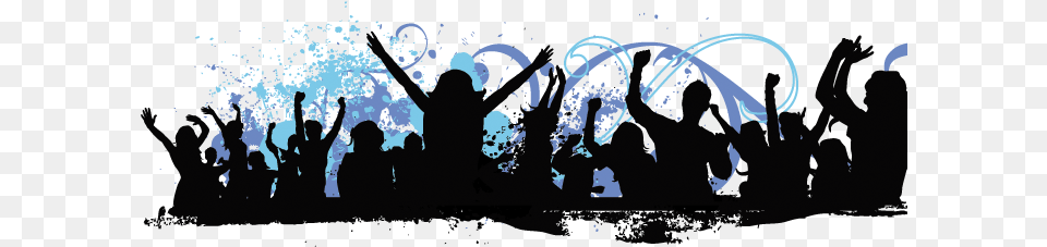 Party Crowd Silhouette Blue, Person, Art, Nature, Night Png