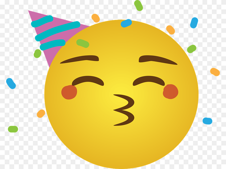 Party Emoji Party Emoji Yellow Smiley Face Circle, Clothing, Hat Png Image