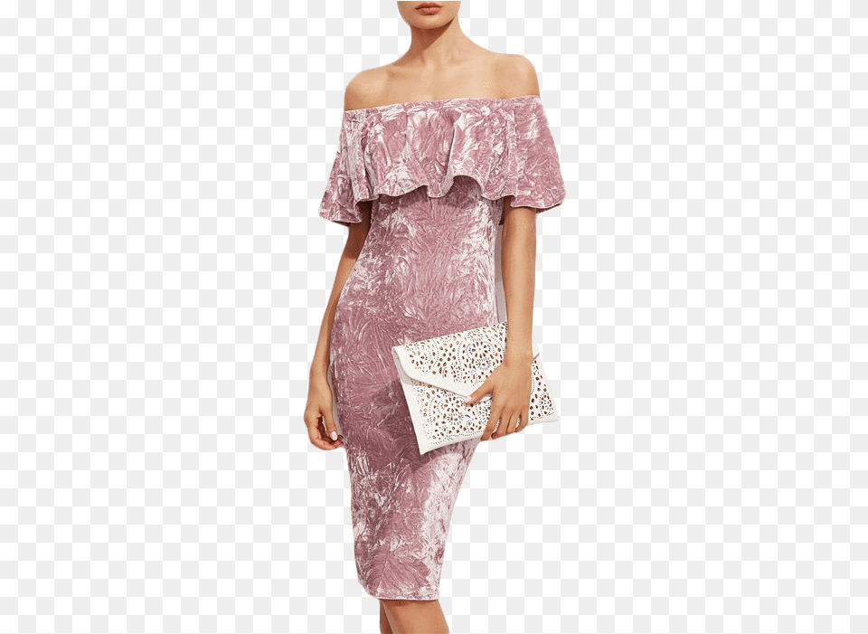 Party Favor Crushed Velvet Dress Pink Velvet Short Dress Off The Shoulder, Adult, Clothing, Female, Person Free Transparent Png