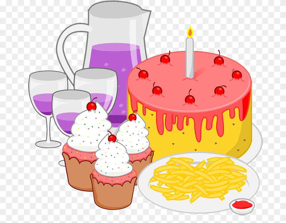 Party Food Clipart, Icing, Cream, Dessert, Birthday Cake Png Image