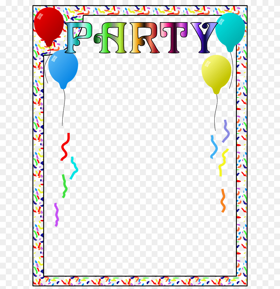 Party Frame, Balloon, Blackboard Png Image