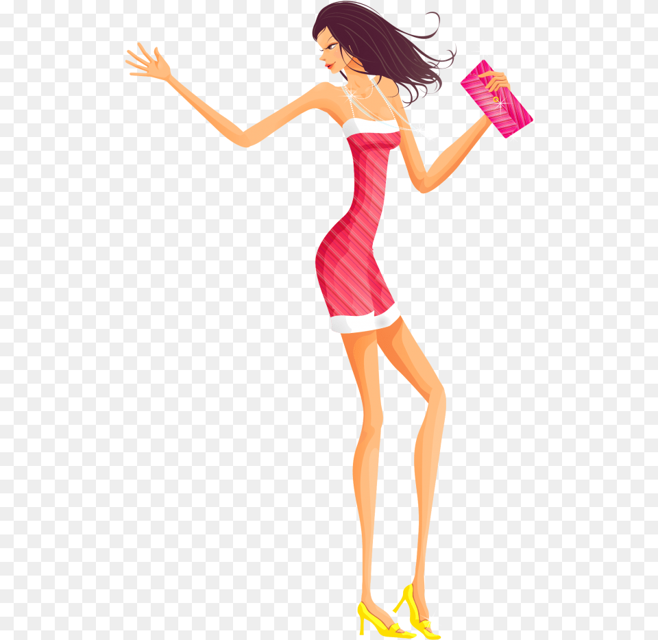 Party Girl Dancing Tall And Slim Girl Cartoon, Person, Leisure Activities, Adult, Woman Png