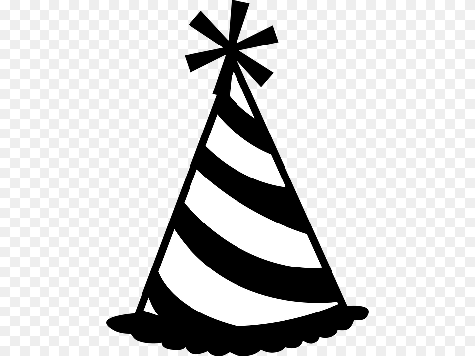 Party Hat Clip Art Birthday Hat Black And White, Clothing, Triangle Free Png Download