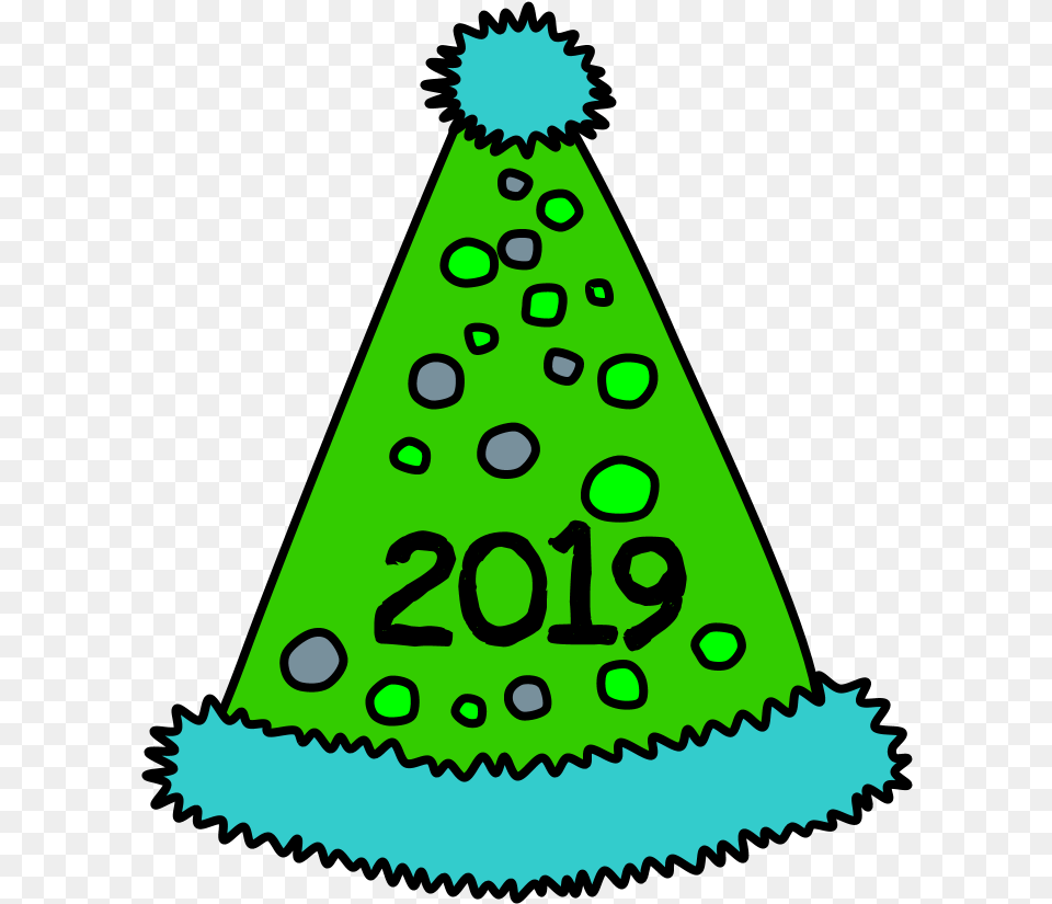 Party Hat Pom Pom Tinsel Dots 2019 Blue Green Party Hat, Clothing, Person Free Png