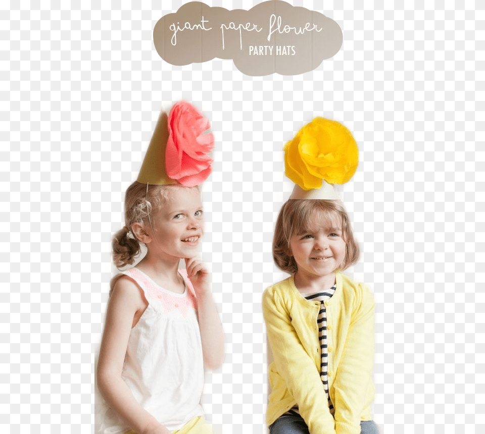Party Hats Partyhats Freetoedit Paper Flower Hat For Kids, Clothing, Person, Child, Girl Free Png Download