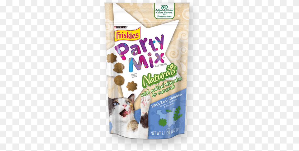 Party Mix Naturals With Added Vitamins Amp Minerals With Friskies Natural Cat Treats, Advertisement, Poster, Animal, Mammal Png