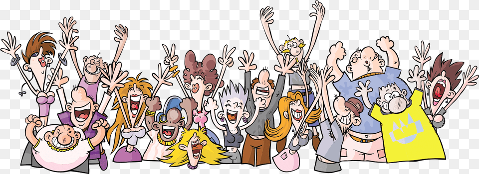 Party People Cartoon Crowd People Cartoon, Book, Comics, Publication, Baby Png