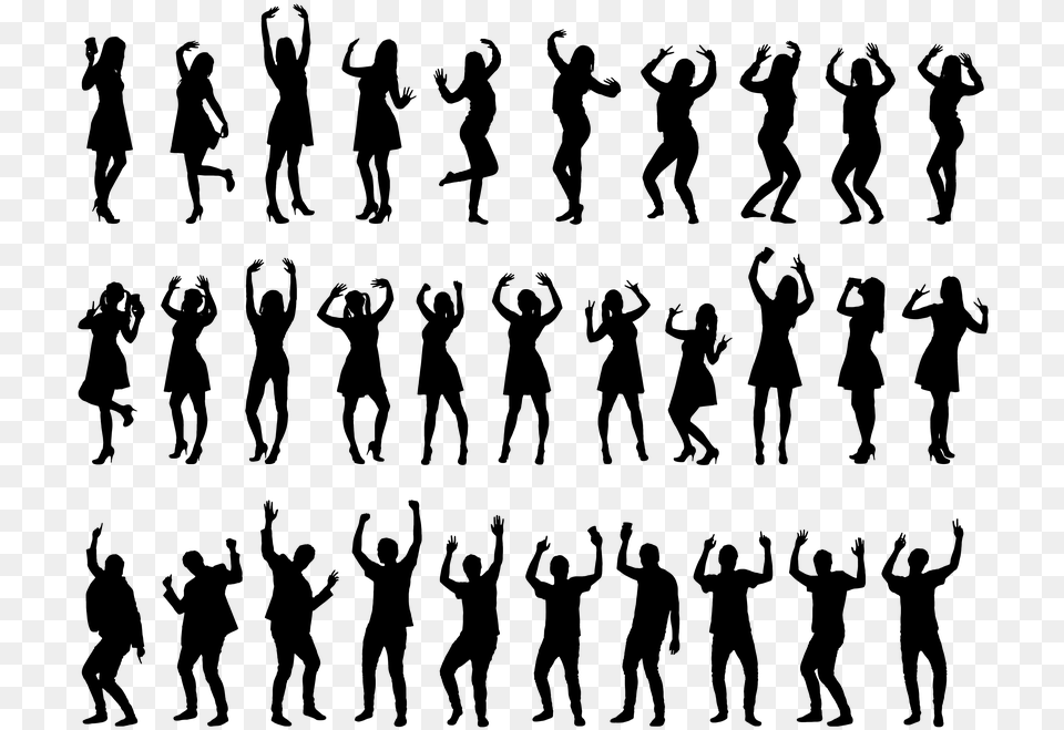 Party People Silhouette People Dancing, Gray Png Image