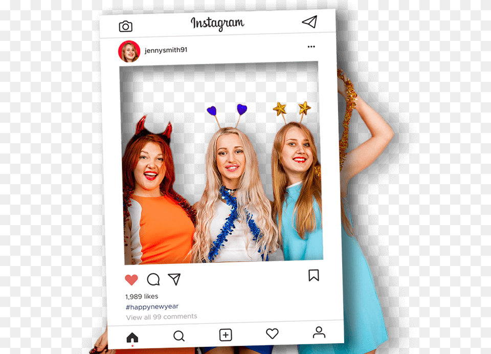 Party Selfie Frames With Instagram Template Template For Instagram Photo Frames, Woman, Person, Photo Booth, Female Free Png Download