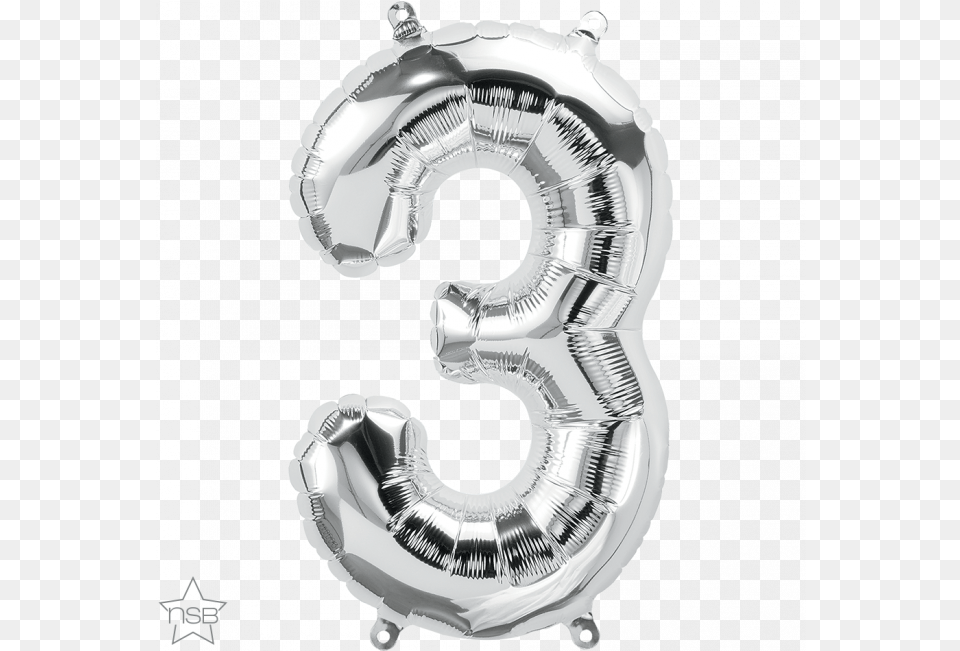 Party Supplies 16 Silver Number 8 Eight Air Filled Foil Gold Balloon Number 3 Transparent, Text, Symbol Free Png Download