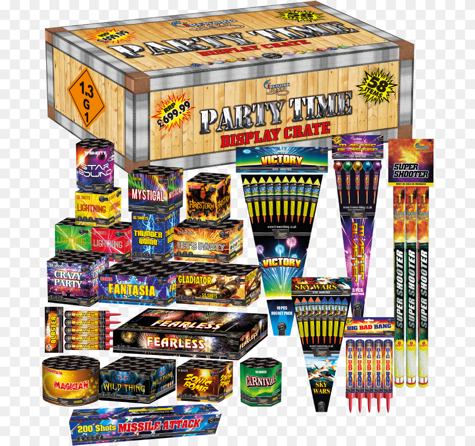 Party Time 58 Piece Firework Display Pack Selection Party Time Firework Box, Food, Sweets, Candy, Architecture Png