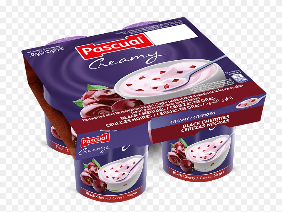 Pascual Cherry Yogurt, Dessert, Food, Cream, Frozen Yogurt Png Image