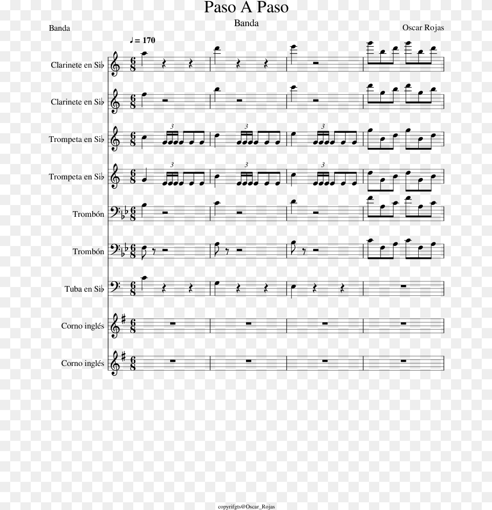 Paso Sheet Music For Clarinet Trumpet Trombone Tuba Tetris Theme A Song, Gray Free Png