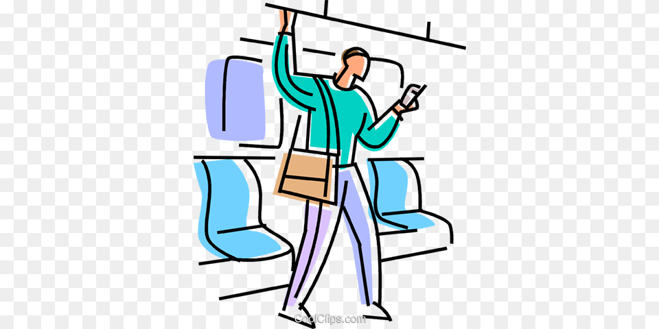 Passenger On A Subway With Cell Phone Royalty Vector Clip Art, People, Person, Cleaning Png Image
