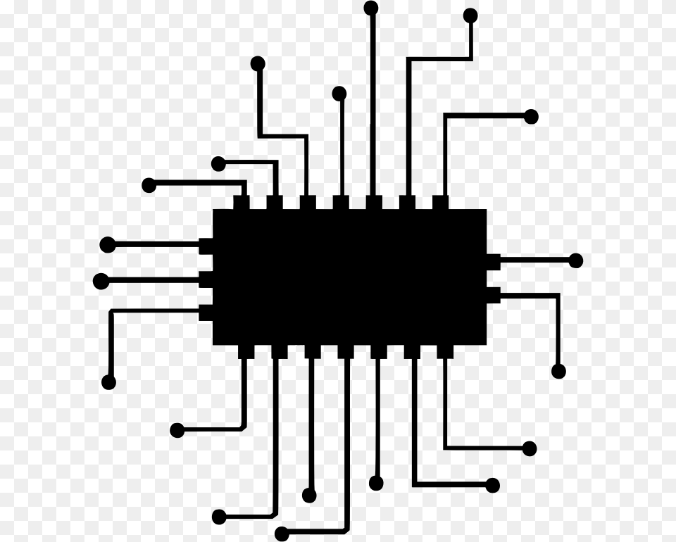 Passive Circuit Componentdiagramline Computer Chip Clipart, Gray Png
