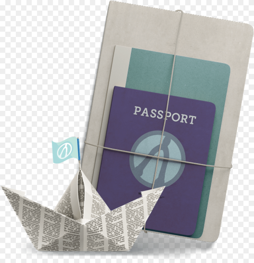 Passport And Journal Bundle With Paper Boat Bateau Origami Papier Journal, Text, Arrow, Weapon Free Transparent Png