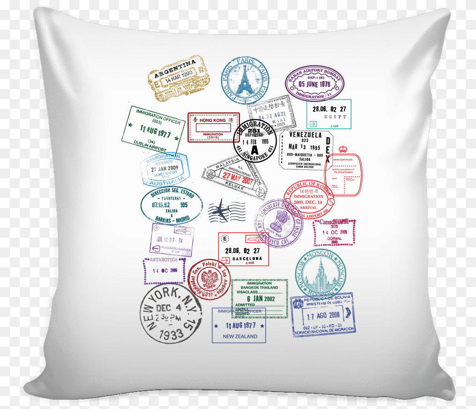Passport Stamp Pillow Cover 16 Quotes On Pillow And Love, Cushion, Home Decor Png