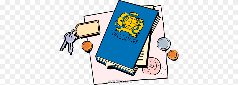 Passport With Keys And Change Royalty Vector Clip Art, Book, Publication, Text Free Png