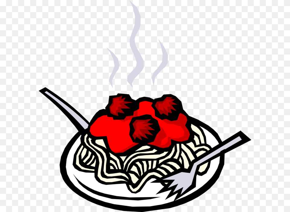 Pasta With Meatballs Image Illustration Of Flourandegg Pasta Clipart, Cutlery, Fork, Icing, Food Free Png Download
