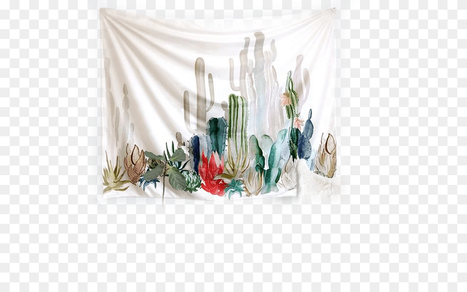 Pastel Cactus Wall Tapestry, Art, Painting, Text, Modern Art Png