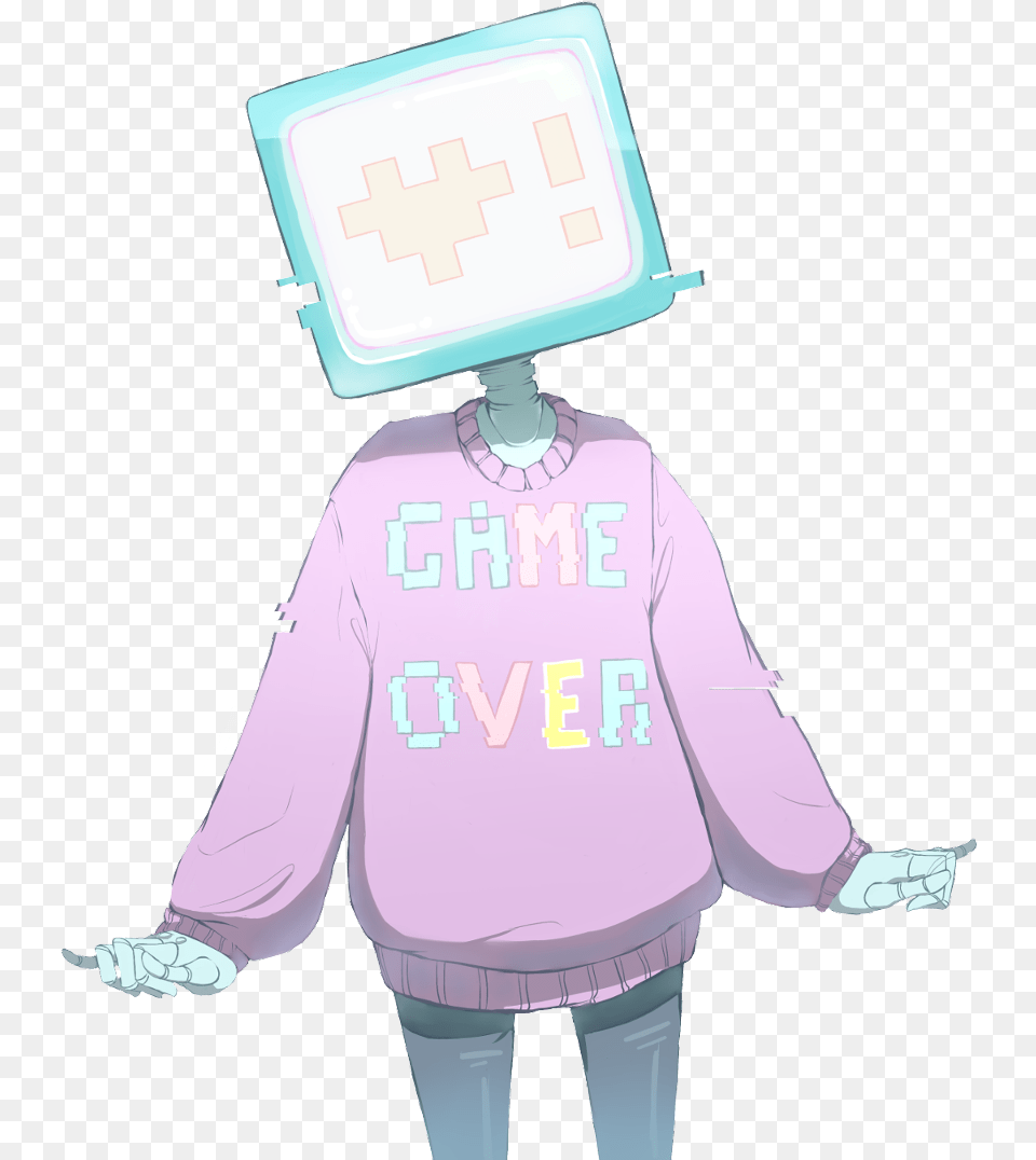 Pastel Game Over Game Over Tv Head, Long Sleeve, Clothing, Sleeve, Sweater Png Image