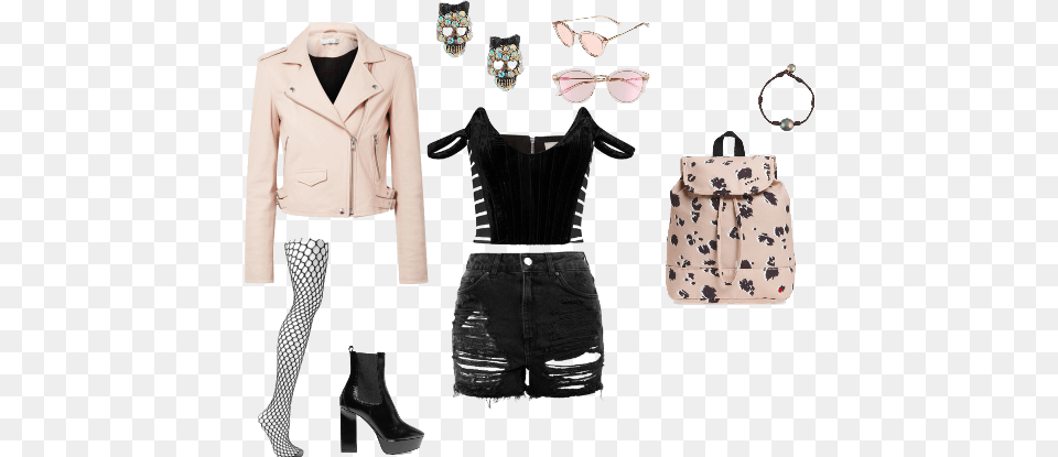 Pastel Goth Leather Jacket, Accessories, Bag, Clothing, Coat Png Image