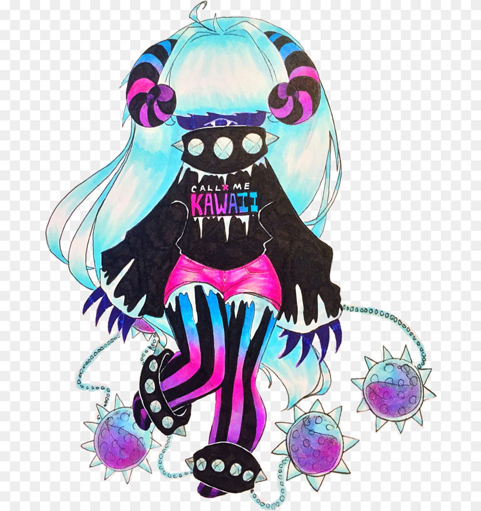 Pastel Goth Monster Girl, Person, Purple, Art Png