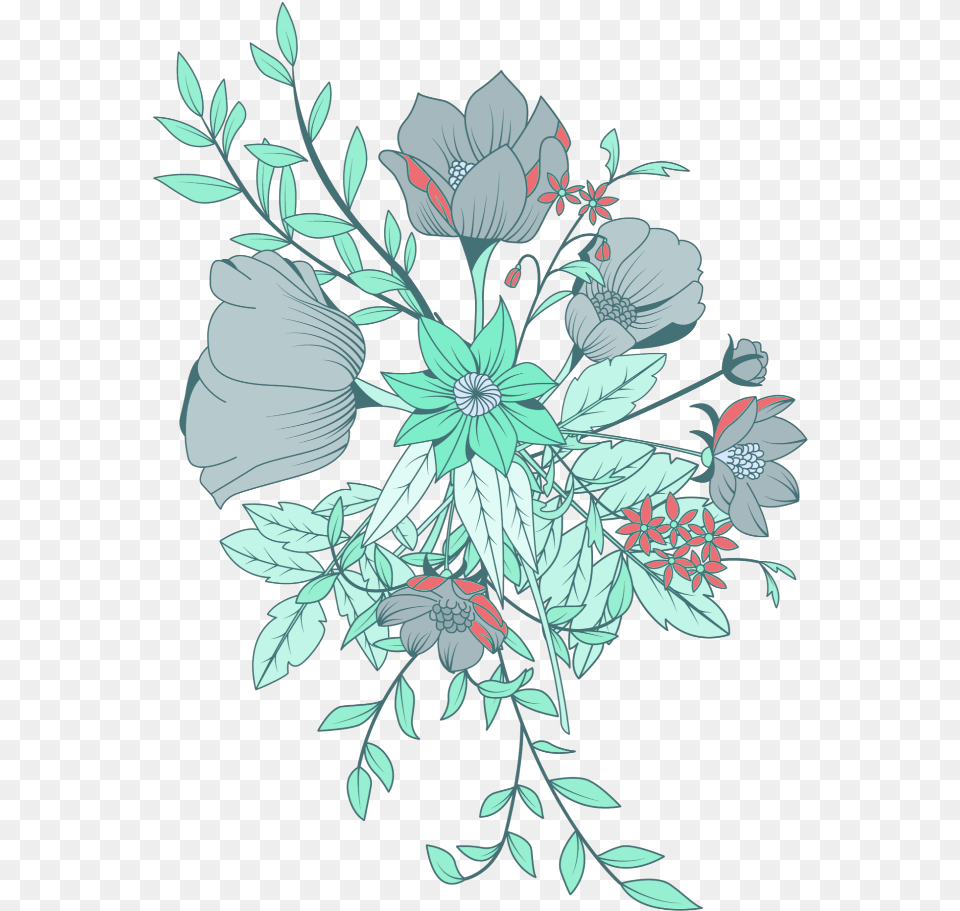 Pastel Green Flowers Flower, Art, Floral Design, Graphics, Pattern Png Image