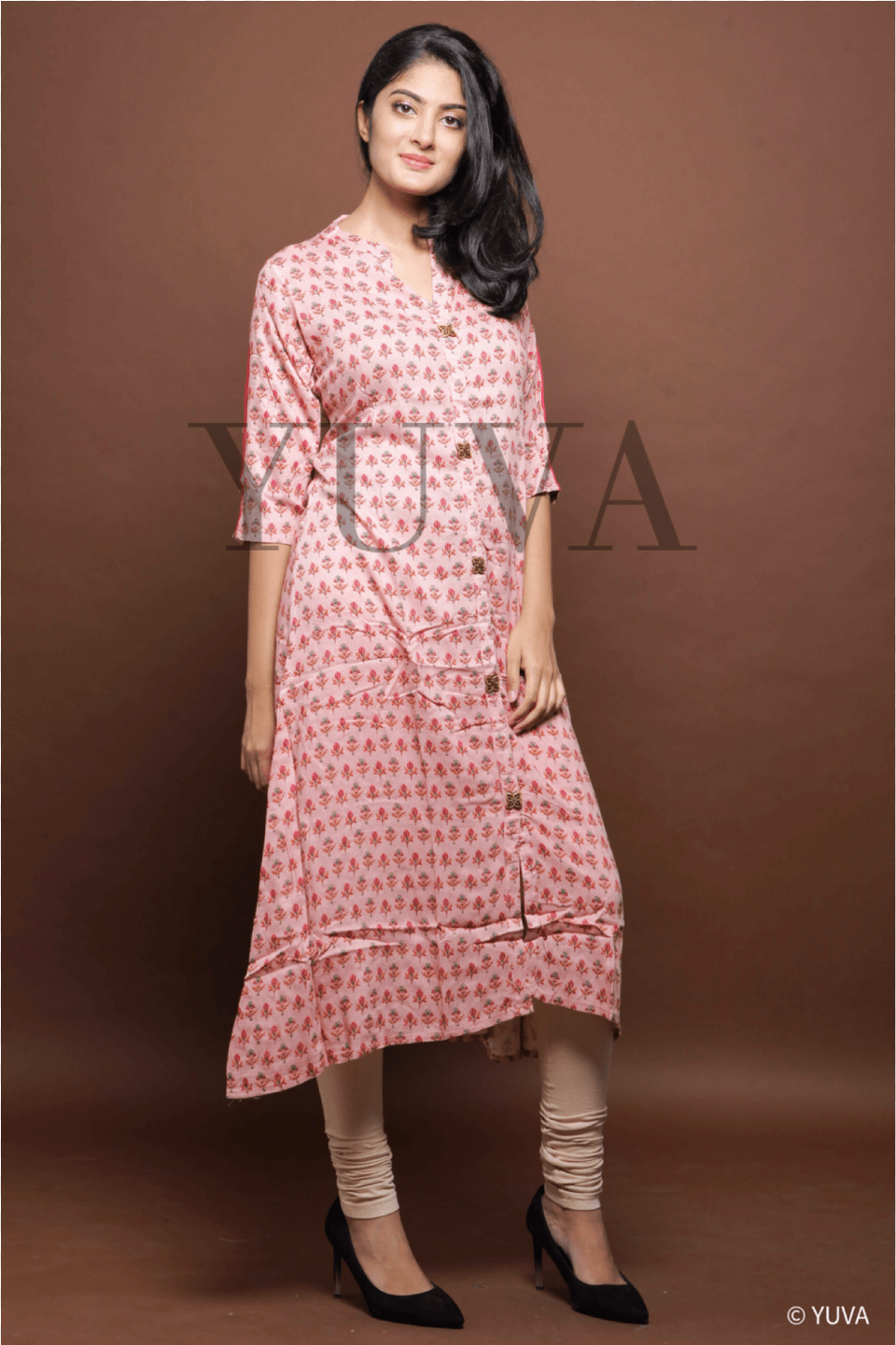 Pastel Pink Rayon A Cut Kurti With Uneven Hemline Photo Shoot, Clothing, Dress, Adult, Person Free Png Download