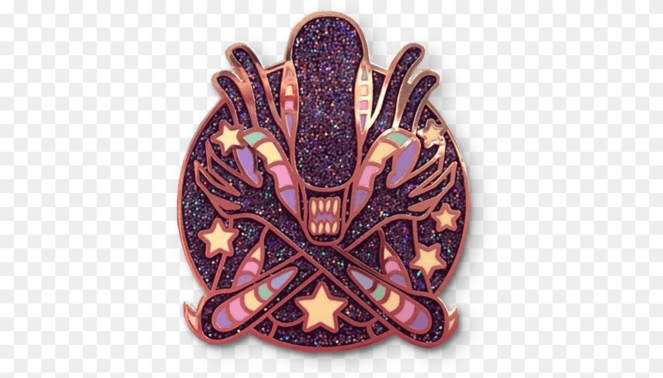 Pastel Rainbow Glitter Black Xenomorph Lapel Pin Lapel Pin, Accessories, Art, Jewelry Free Png