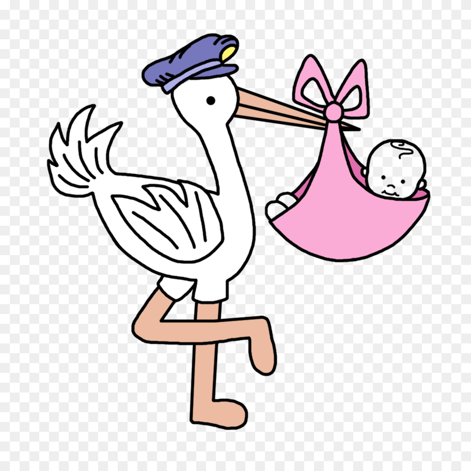 Pastel Stork Baby Boy Adoption Announcements Mandys Moon, Animal, Bird, Waterfowl, Person Free Png