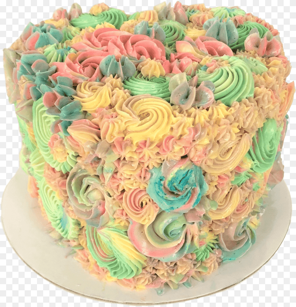 Pastel Swirl Heart Cake 4class Buttercream, Birthday Cake, Cream, Dessert, Food Free Png Download