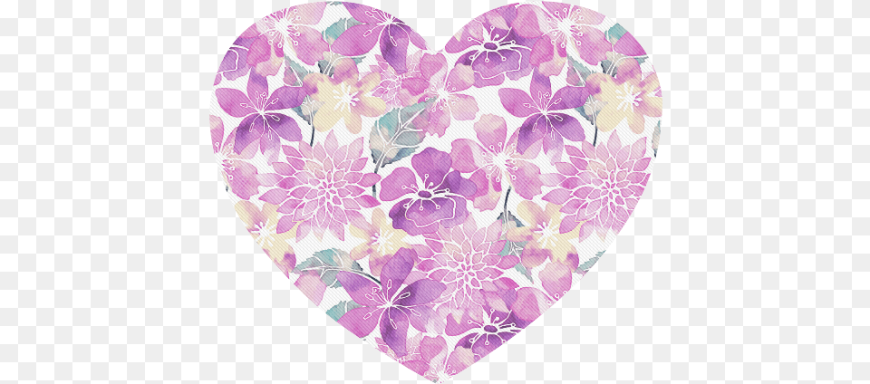 Pastel Watercolor Flower Pattern Heart Shaped Mousepad Heart Watercolor Blue Free Png