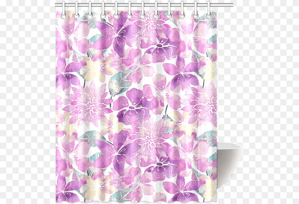 Pastel Watercolor Flower Pattern Shower Curtain 60 Patchwork, Shower Curtain Png Image